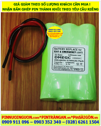 Pin đèn EXIT 3.7v-5700mAh, Pin đèn sự cố khẩn cấp 3.7v-5700mAh, Pin sạc Lithium Li-ion DMEGC INR18650-3.7v-5700mAh